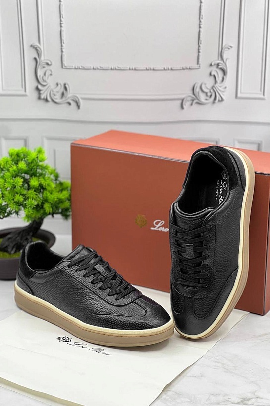 Кожаные кроссовки Loro Piana Tennis Walk - Black