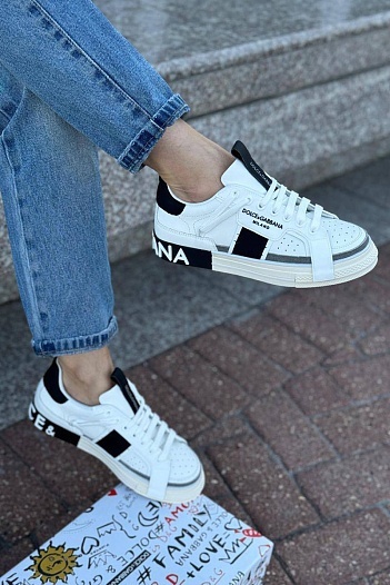 Женские кроссовки Dolce & Gabbana Custom 2.Zero - White / Black   