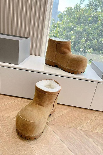 Женские ботинки Balenciaga Alaska Fur Bootie Premium - Brown