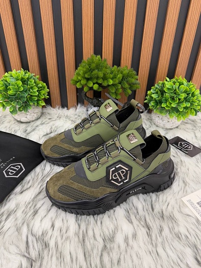 Комбинированные кроссовки Philipp Plein Predator - Green   