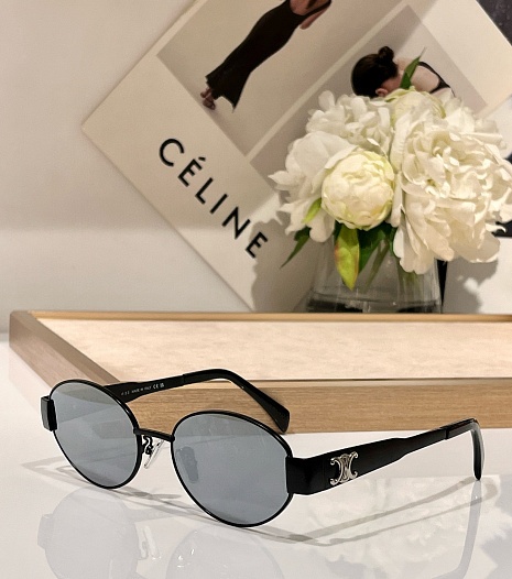Солнцезащитные очки Celine Triomphe Metal с зеркальными линзами   