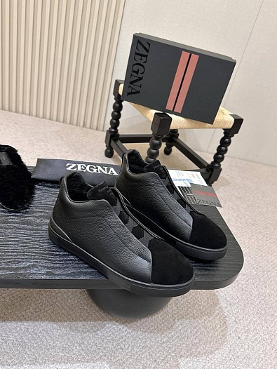 Кроссовки с мехом Ermenegildo Zegna Triple Stitch high-top   