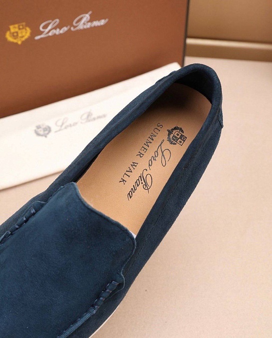 Мужские замшевые лоферы Loro Piana Summer Walk - Blue