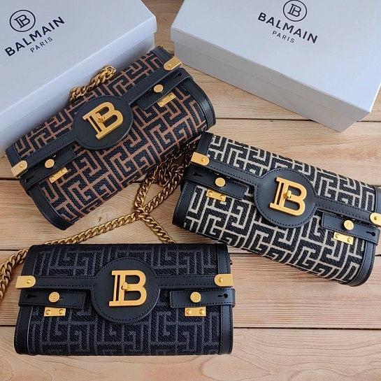 Женский клатч Balmain B-Buzz 25x12 см - Black / White