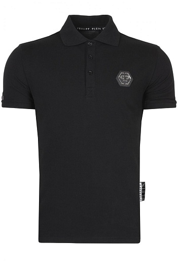 Поло со стразами на спине Philipp Plein - Black   