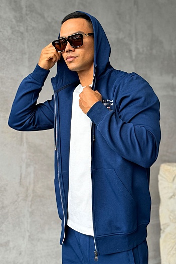 Кофта на молнии синего цвета Tommy Hilfiger   