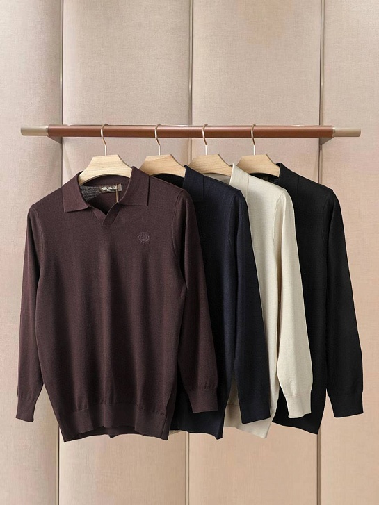 Поло с длинным рукавом Loro Piana premium - Beige