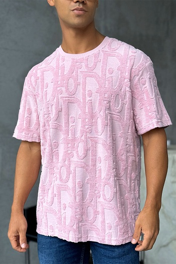Мужская оверсайз футболка Dior розового цвета   