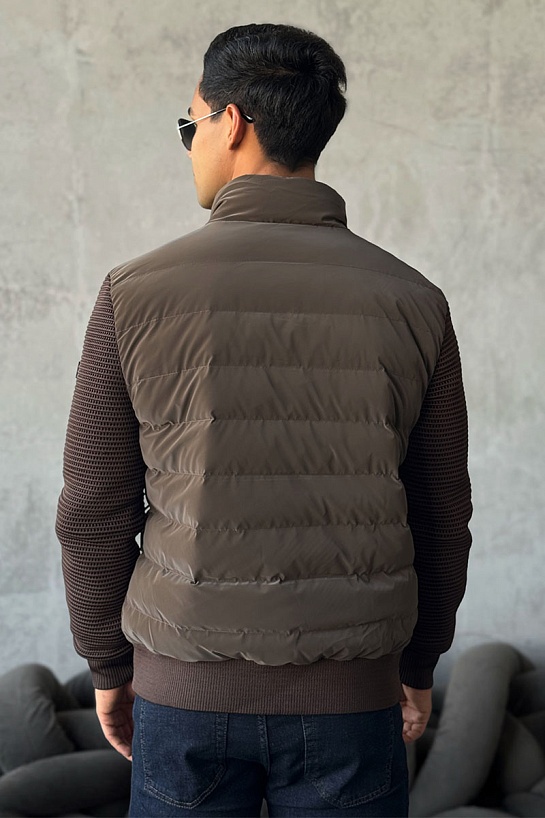 Куртка с вязаными рукавами Prada Linea Rossa - Brown