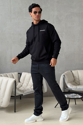 Мужское худи Burberry TB Monogram logo-embroidered - Black / White   