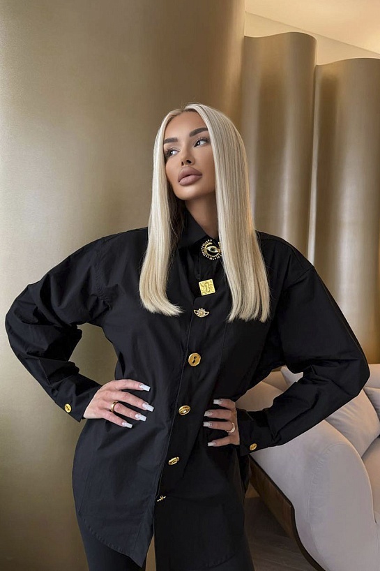 Женская хлопковая рубашка Schiaparelli Premium - Black