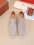 Замшевые лоферы с меховой стелькой Loro Piana Open Walk - Grey