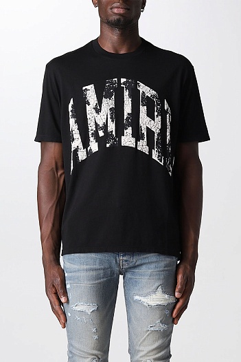 Мужская чёрная футболка Amiri Collegiate logo-print   