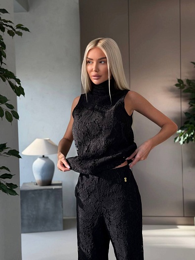 Женский кружевной костюм чёрного цвета Schiaparelli premium   