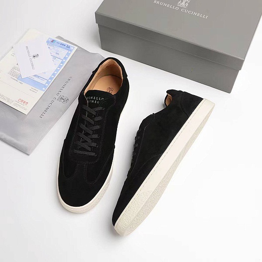 Замшевые кроссовки Brunello Cucinelli logo-print - Black   