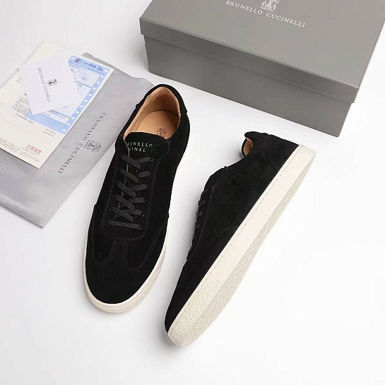 Замшевые кроссовки Brunello Cucinelli logo-print - Black