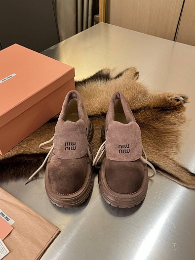 Женские замшевые ботинки MIU MIU Premium - Brown   