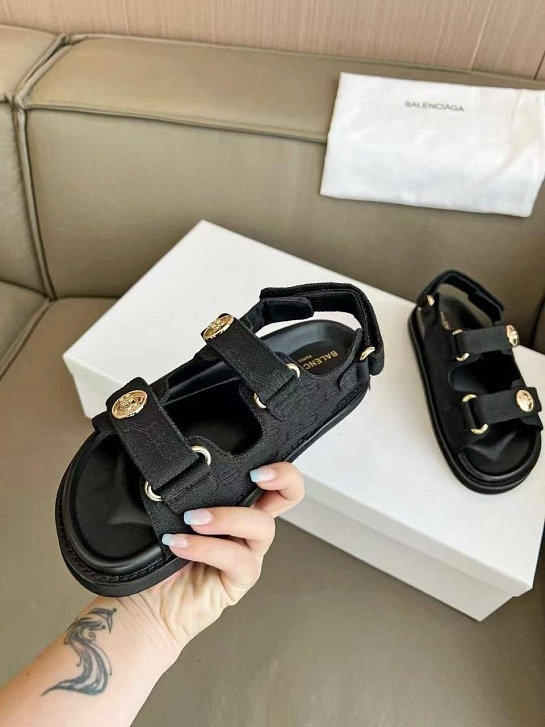 Женские сандалии Balenciaga Jacquard Premium - Black