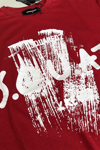 Красная оверсайз футболка Dsquared2 Squat   