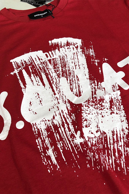 Красная оверсайз футболка Dsquared2 Squat