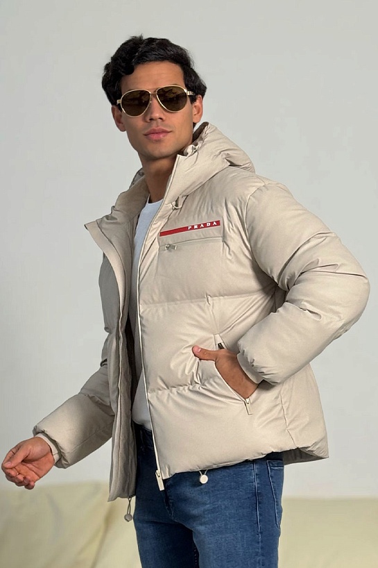 Мужской пуховик Prada Linea Rossa - Beige
