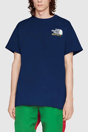 Оверсайз футболка Gucci x The North Face Collaboration landscape print - Navy   