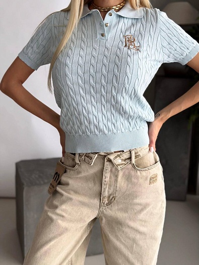 Женское поло Роlо Ralрh Lаurеn logo-embroidered premium - Blue   