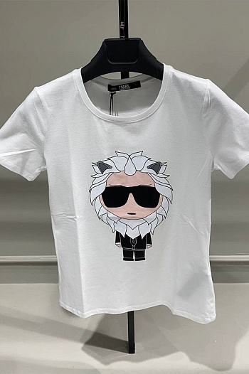 Женская белая футболка Karl Lagerfeld "Leo"   