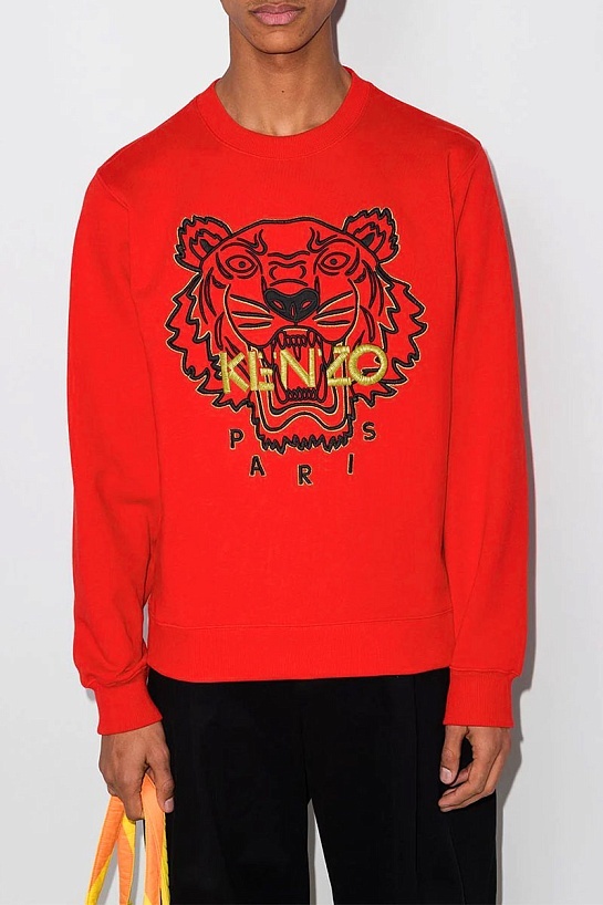 Красный мужской свитшот Kenzo Tiger Head embroidered