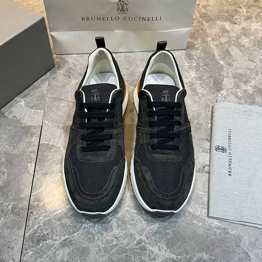Мужские комбинированные кроссовки Brunello Cucinelli   