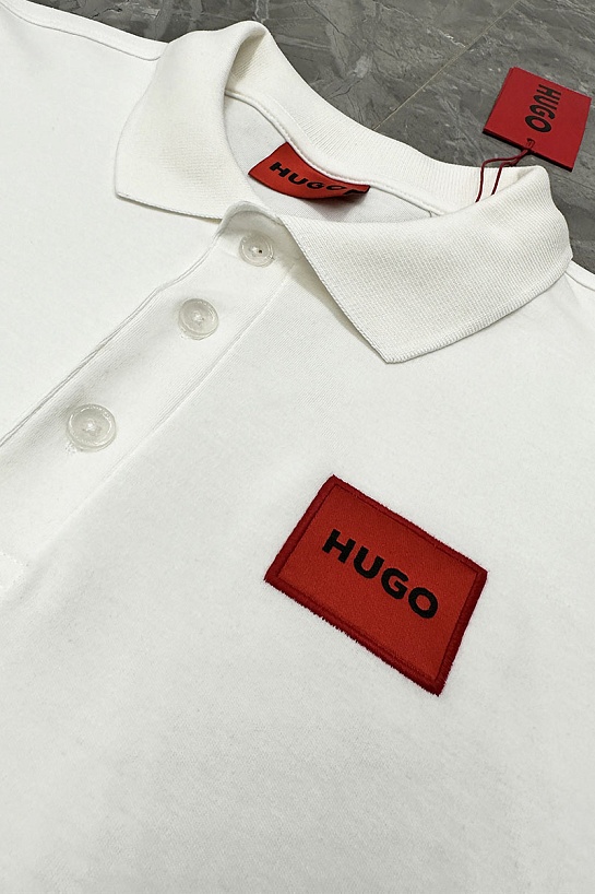 Мужское белое поло Hugo Boss classic badge