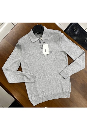 Поло с длинным рукавом Brioni zip-neck - Grey   