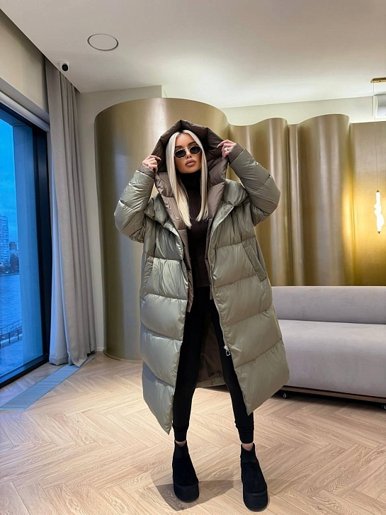 Женский пуховик с капюшоном Max Mara premium - Green