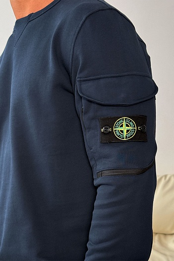 Тёмно-синий свитшот Stone Island compass-patch crewneck   