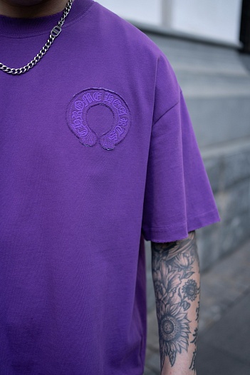 Фиолетовая оверсайз футболка Chrome Hearts Premium   