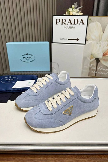 Женские замшевые кроссовки Prada Premium - Blue   