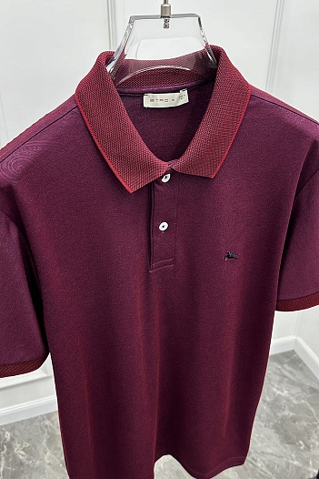 Бордовое поло Etro с узором пейсли   