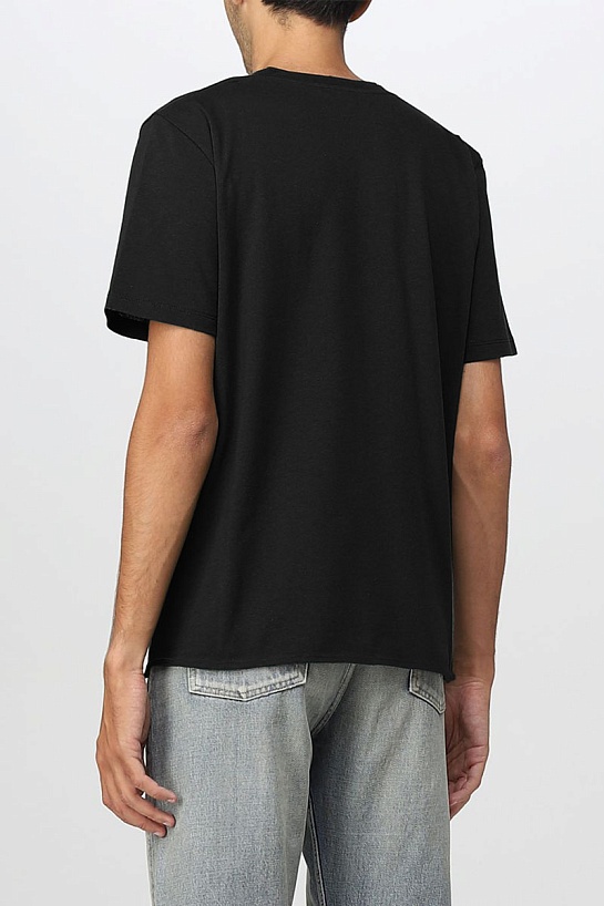 Мужская чёрная футболка Saint Laurent Paris logo-print