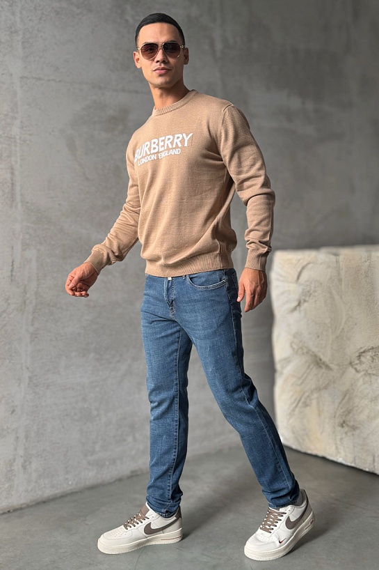 Мужской джемпер Burberry logo-intarsia - Beige