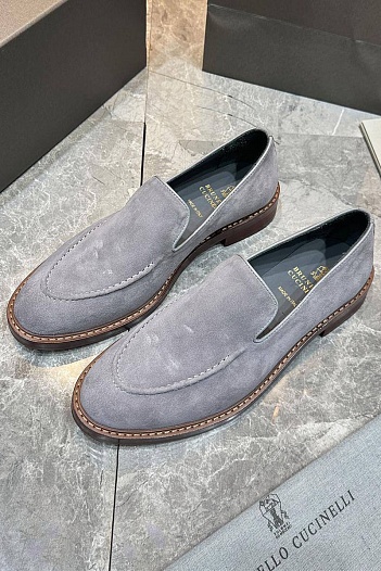 Замшевые лоферы Brunello Cucinelli - Grey   