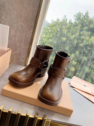Женские кожаные ботинки MIU MIU Ankle Premium   