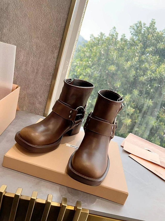 Женские кожаные ботинки MIU MIU Ankle Premium