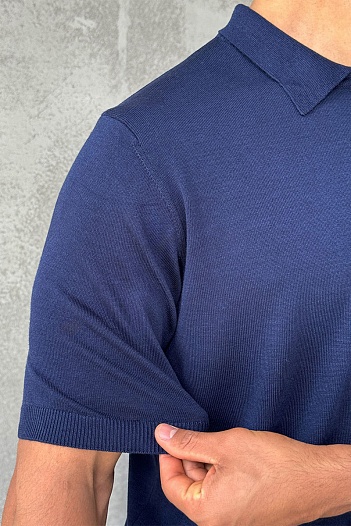 Мужское поло Stefano Ricci Eagle zip-neck - Navy   