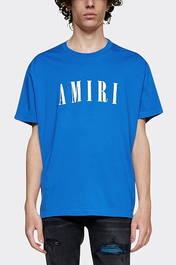 Футболка синего цвета Amiri core logo   