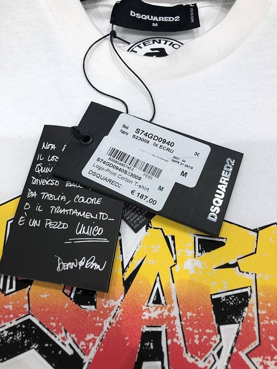 Мужская белая футболка Dsquared2 logo-print
