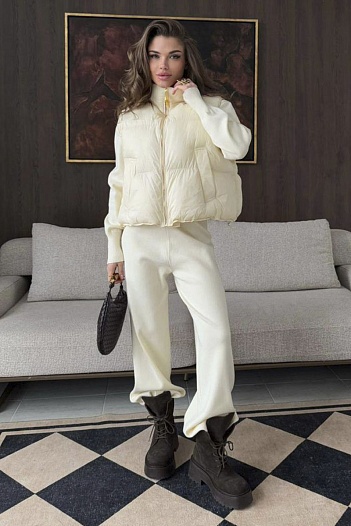 Женский костюм тройка на флисе Schiaparelli premium - White   