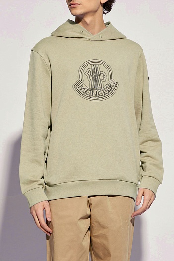 Мужское бежевое худи Moncler logo-print   