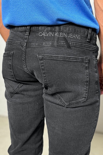 Мужские чёрные джинсы Calvin Klein logo-embroidered   