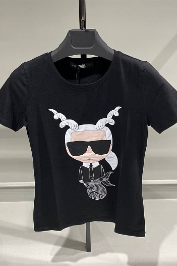 Женская чёрная футболка Karl Lagerfeld "Capricorn"   