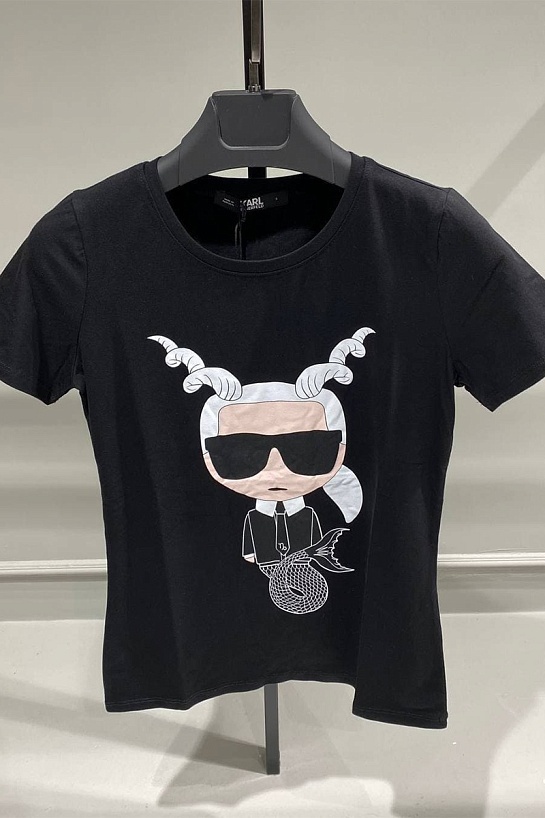 Женская чёрная футболка Karl Lagerfeld "Capricorn"